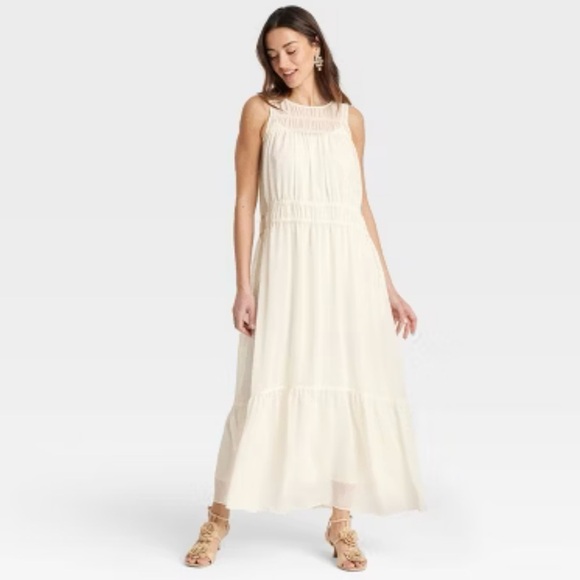 a new day Dresses & Skirts - Sheer Chiffon Ivory Maxi Dress
